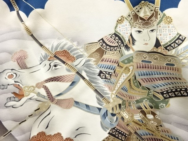 アンティーク　騎馬武者模様紋付男児着物